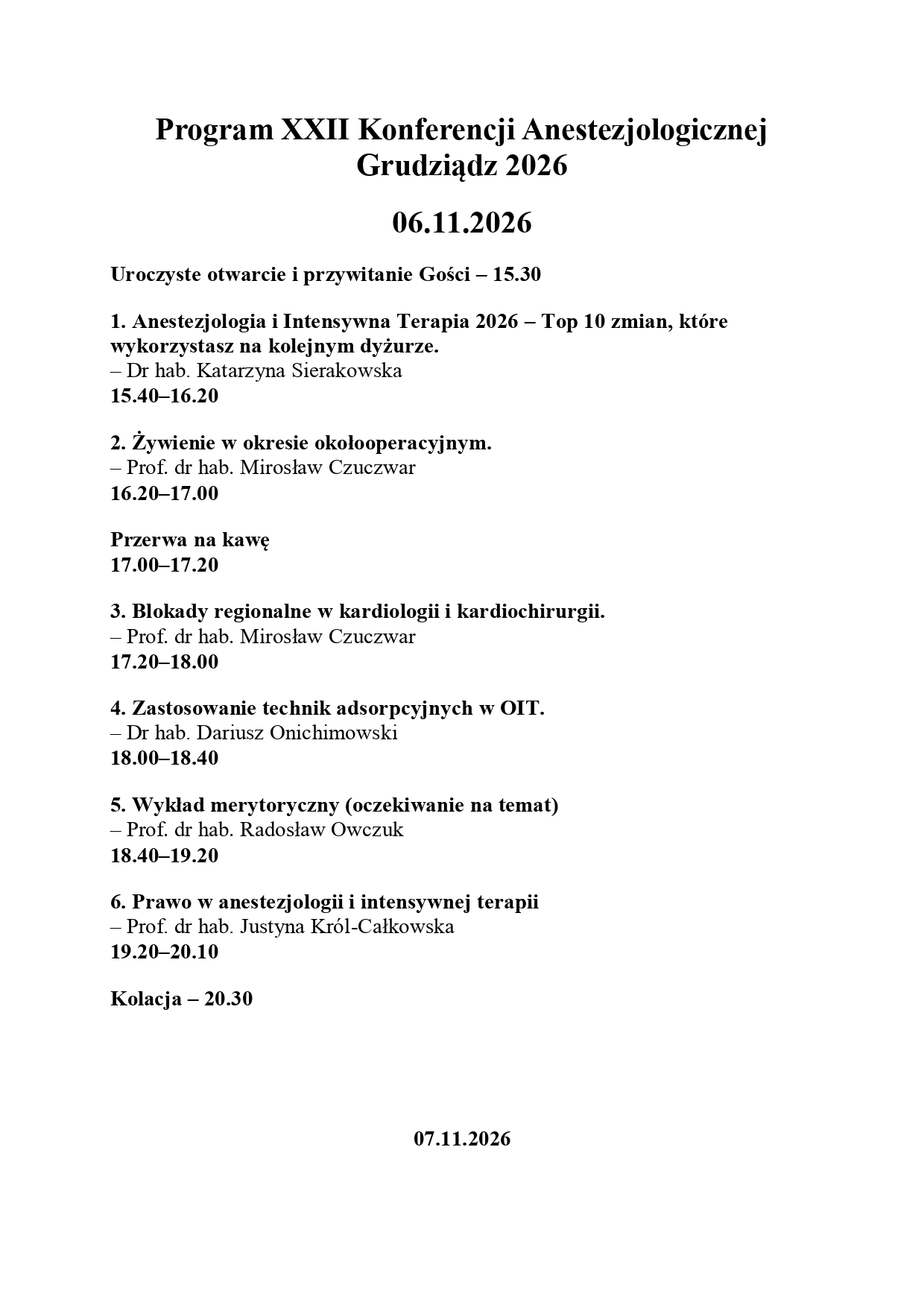 Program XXII Konferencji Anestezjologicznej Grudziądz 2026_page-0001