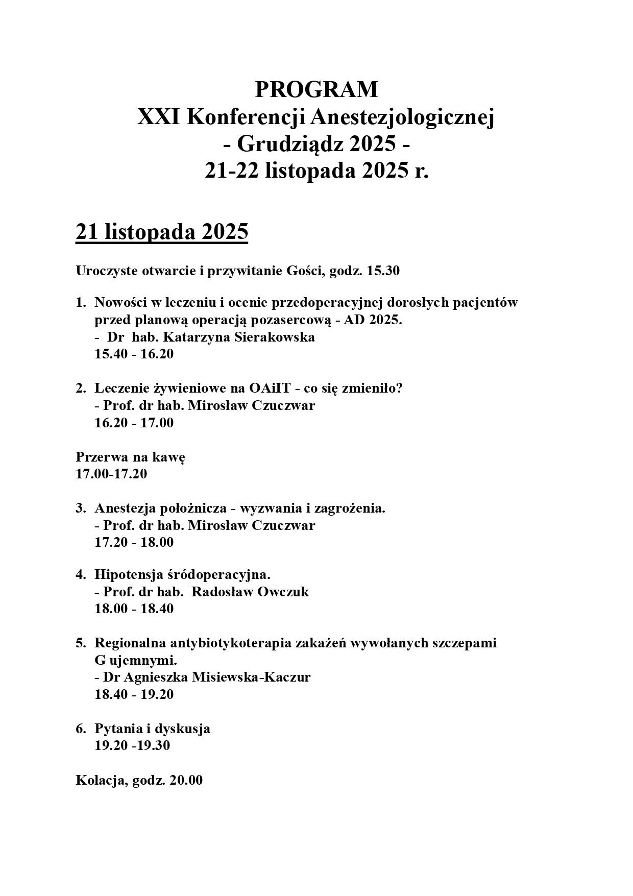 Program XXI Konferencji Anestezjologicznej Grudziądz 2025_page-0001