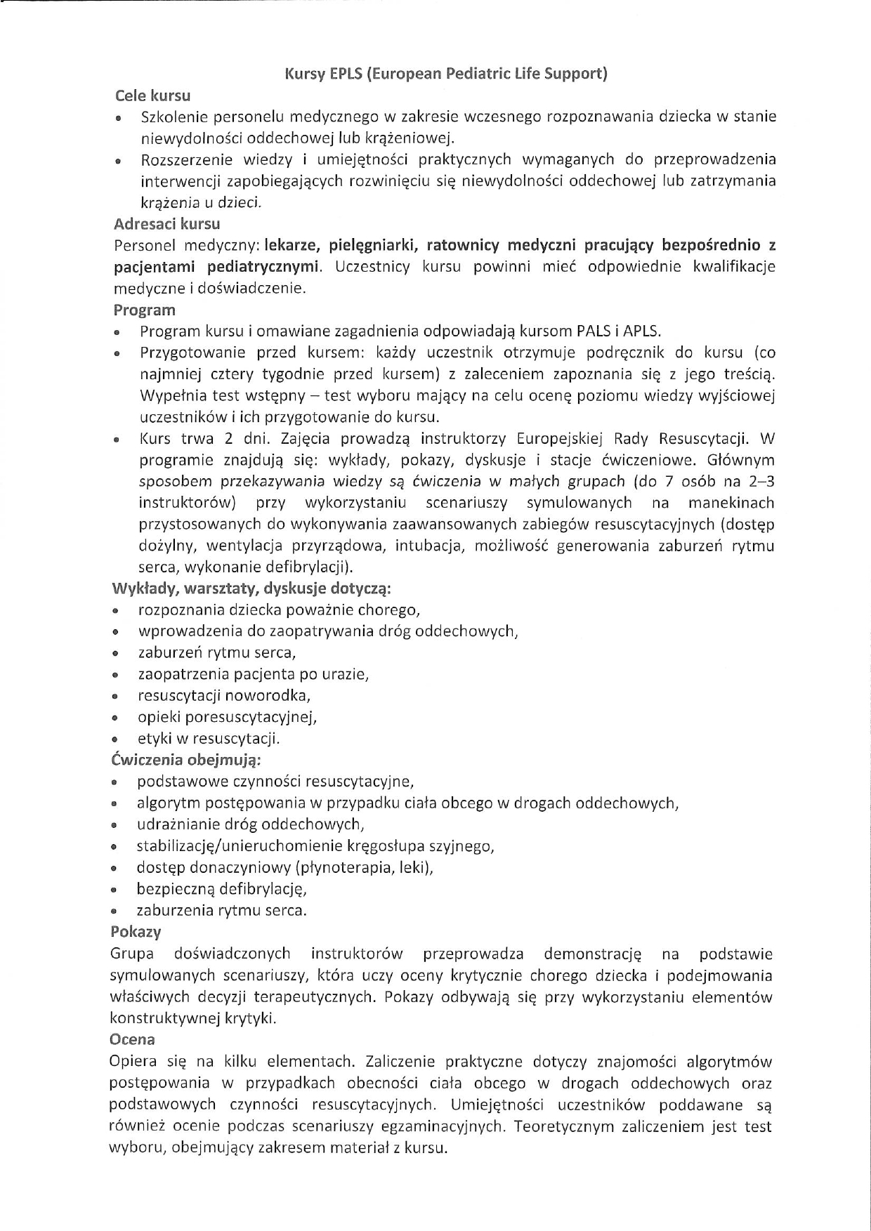 Kurs EPLS