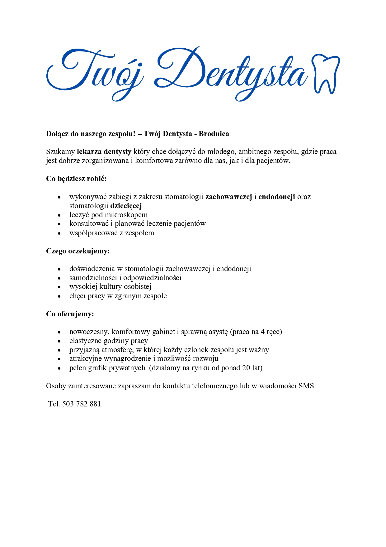 Ogł- Tw&oacute;j Dentysta